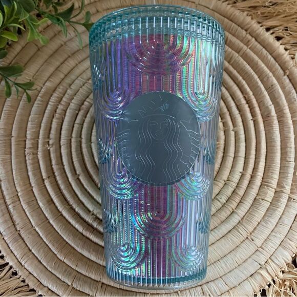 STARBUCKS Iridescent Mermaid Scales Grande 16oz Reusable Tumbler With Straw Blue - Picture 2 of 9
